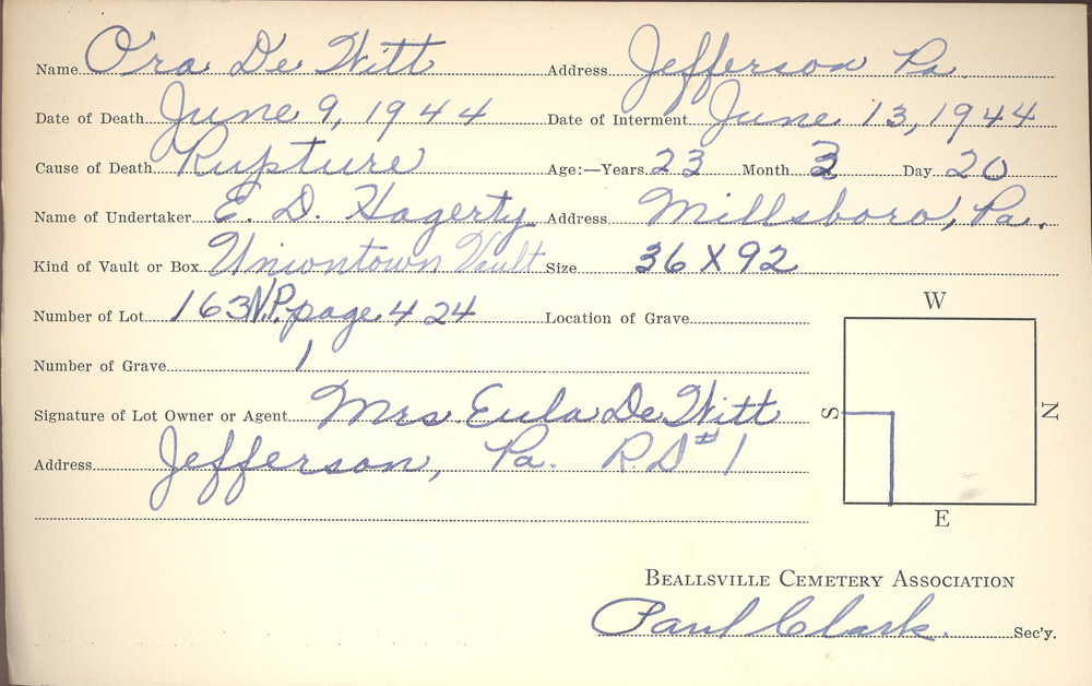 burial card